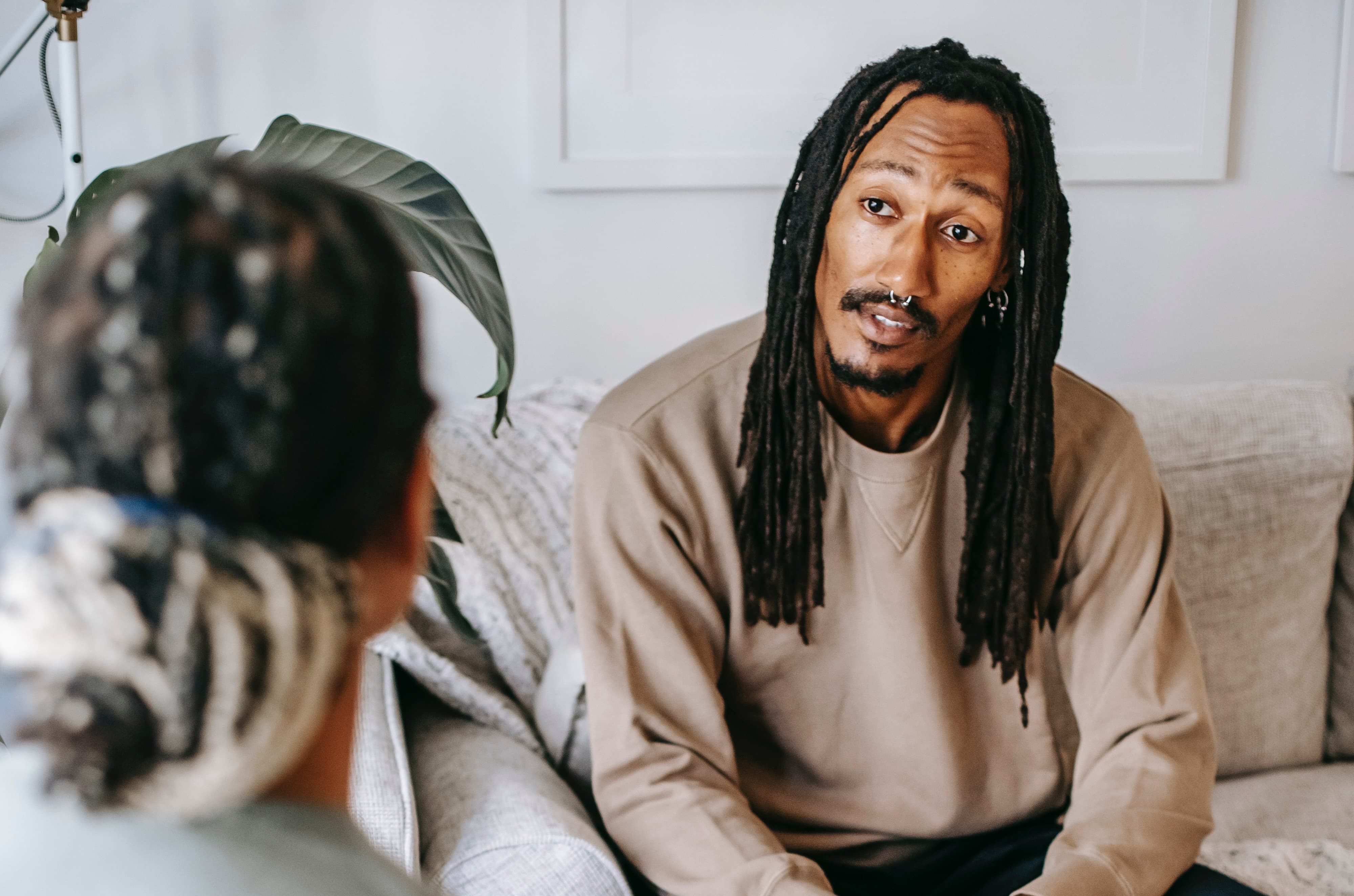 Man opening up to woman who listens deeply