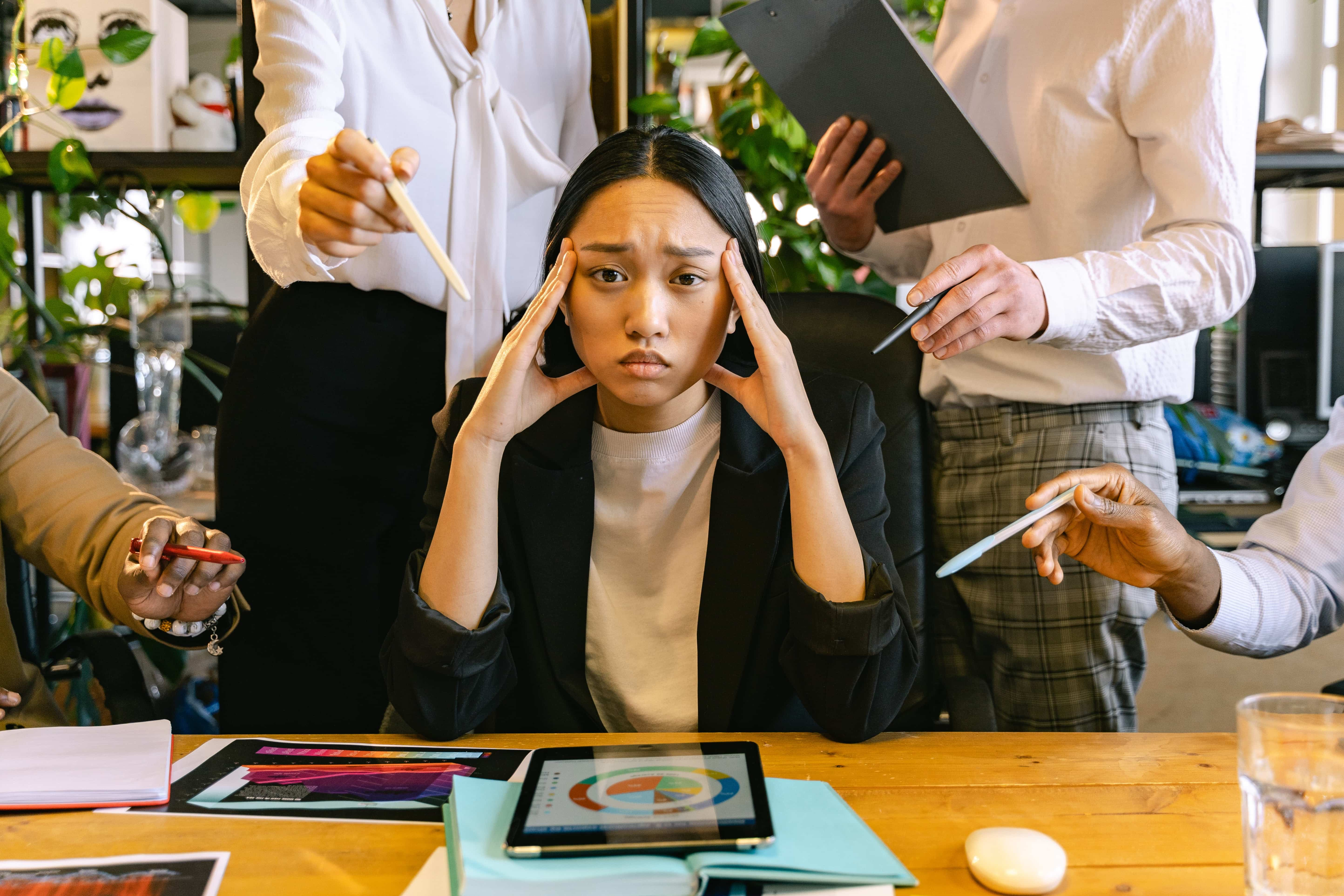 Woman bombarded with opinions from people around her