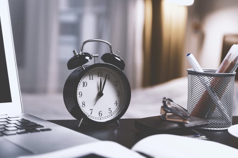 Clock on table